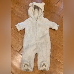 Baby Gap Fleece Lined Hooded One Piece Bear Ears and Feet Zip Front Newborn